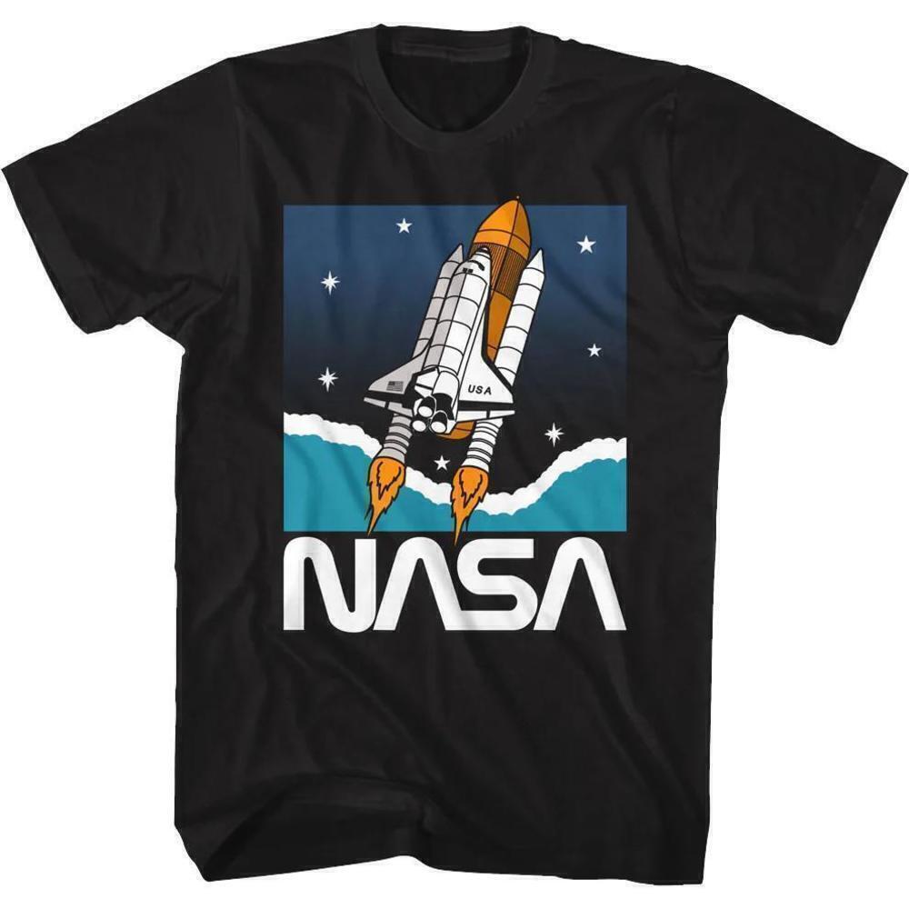 Shuttle In Space Nasa Retro Galaxy Exploration Graphic T Shirt